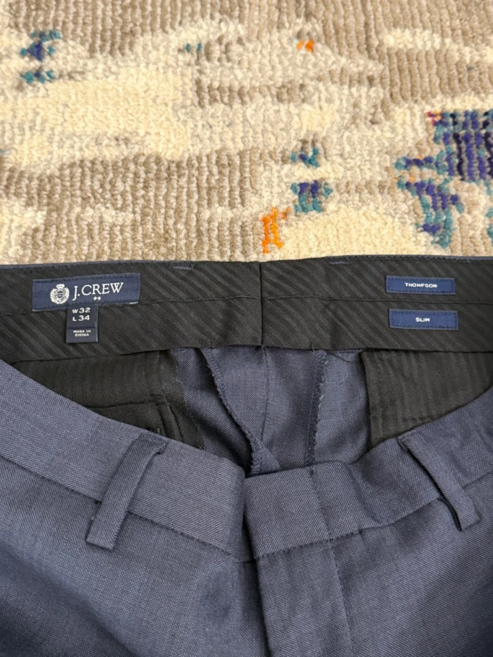 J Crew Thompson Slim Fit men's suit dress pant 32 slacks trousers dark gray blue